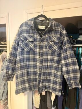 Men's Blue Plaid Lightweight Flannel